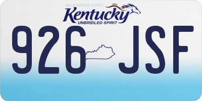 KY license plate 926JSF