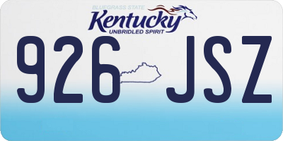KY license plate 926JSZ