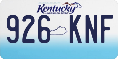 KY license plate 926KNF