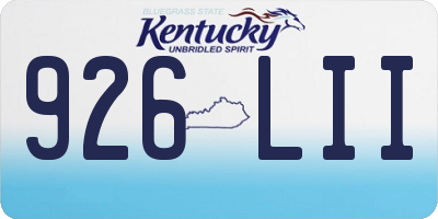 KY license plate 926LII