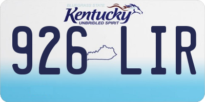 KY license plate 926LIR