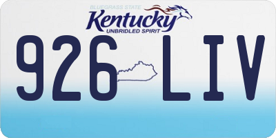 KY license plate 926LIV