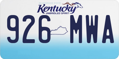 KY license plate 926MWA