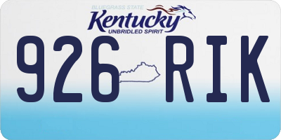 KY license plate 926RIK
