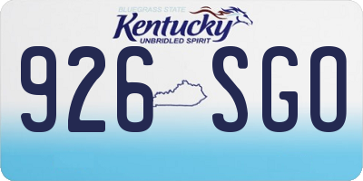 KY license plate 926SGO