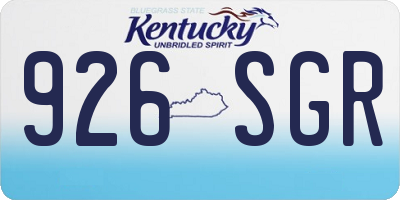 KY license plate 926SGR