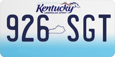 KY license plate 926SGT