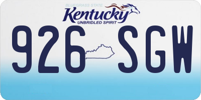 KY license plate 926SGW