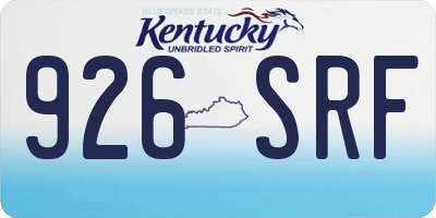 KY license plate 926SRF