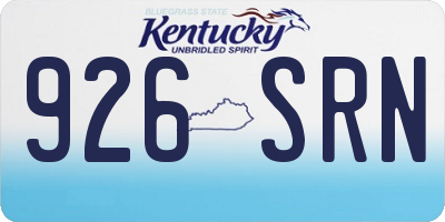 KY license plate 926SRN