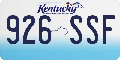 KY license plate 926SSF