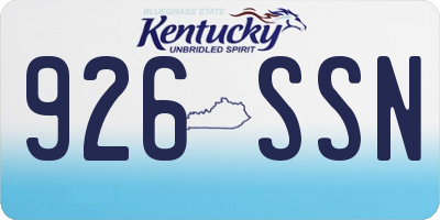 KY license plate 926SSN