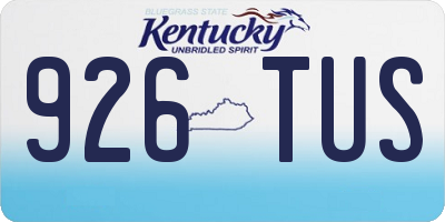 KY license plate 926TUS
