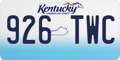 KY license plate 926TWC