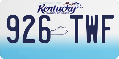KY license plate 926TWF