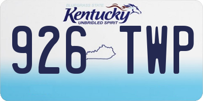 KY license plate 926TWP