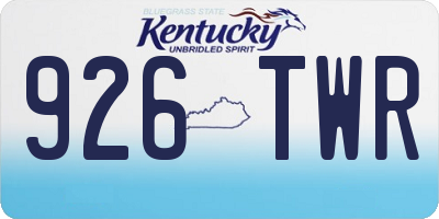 KY license plate 926TWR