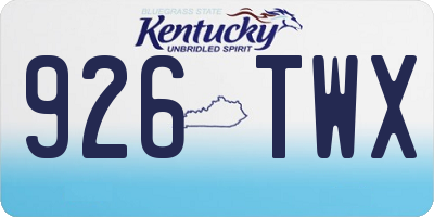 KY license plate 926TWX