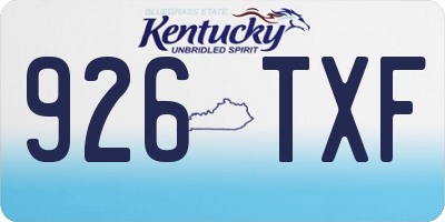 KY license plate 926TXF