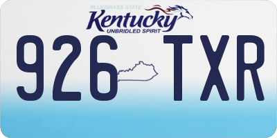 KY license plate 926TXR