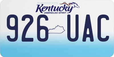 KY license plate 926UAC