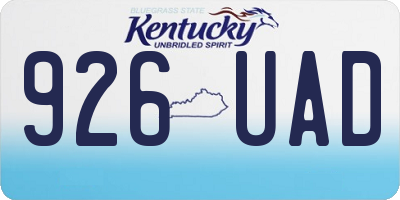 KY license plate 926UAD