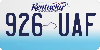 KY license plate 926UAF