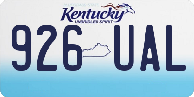 KY license plate 926UAL