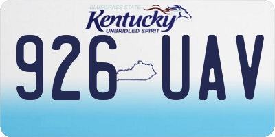 KY license plate 926UAV