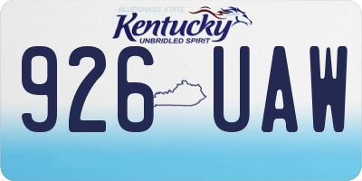 KY license plate 926UAW