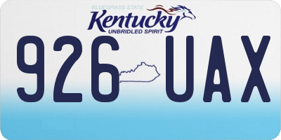 KY license plate 926UAX