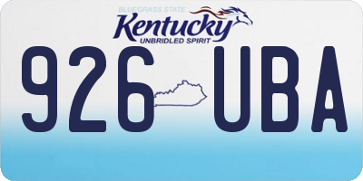 KY license plate 926UBA