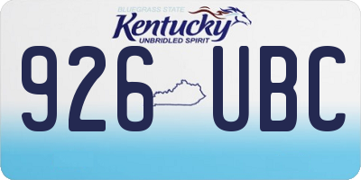 KY license plate 926UBC
