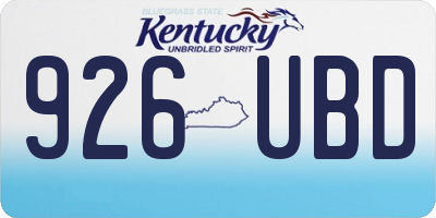 KY license plate 926UBD