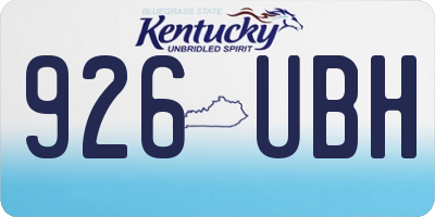 KY license plate 926UBH