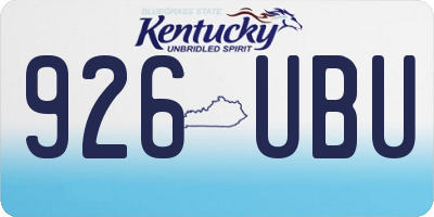 KY license plate 926UBU