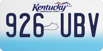 KY license plate 926UBV