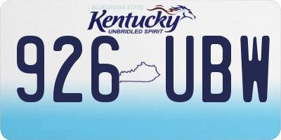KY license plate 926UBW
