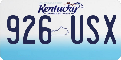 KY license plate 926USX