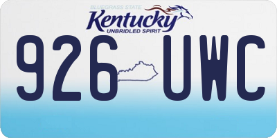 KY license plate 926UWC