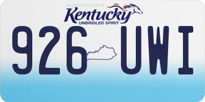 KY license plate 926UWI