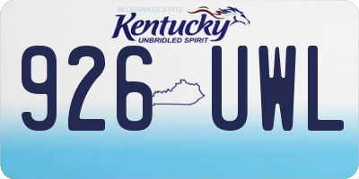 KY license plate 926UWL