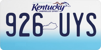 KY license plate 926UYS