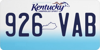 KY license plate 926VAB