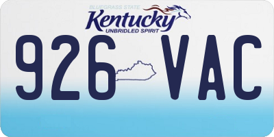 KY license plate 926VAC