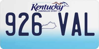 KY license plate 926VAL