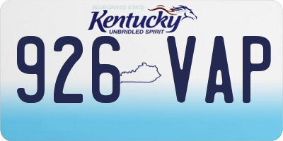 KY license plate 926VAP