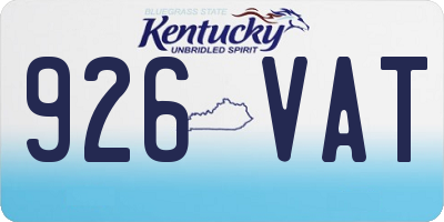 KY license plate 926VAT