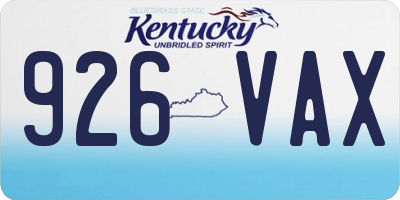 KY license plate 926VAX