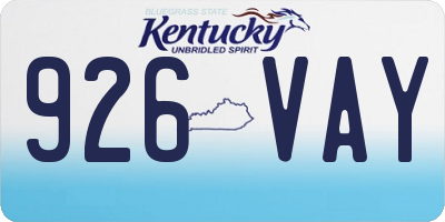 KY license plate 926VAY